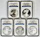 2011 25th Anniversary NGC MS/PF 69 5-Coin Silver Eagle Set Reverse Proof P S W